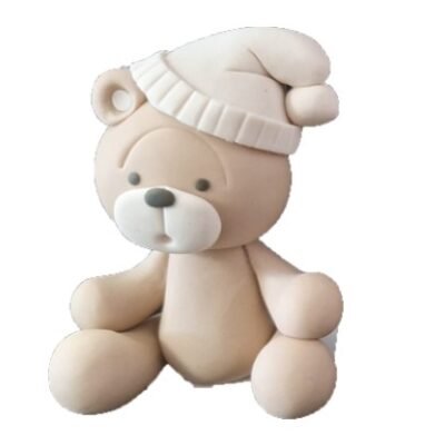 Fondant Figures Teddy Bear Boy Hat 3.5" Ready to Go, Small.