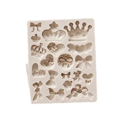 Fondant silicone cake crown ribbon and ties mold b-462