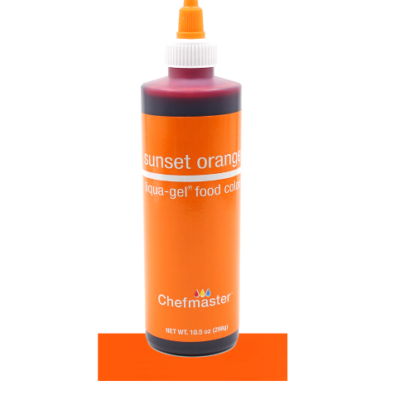 Liqua - gel colors 2.3 oz. Sunset Orange. Chefmaster.