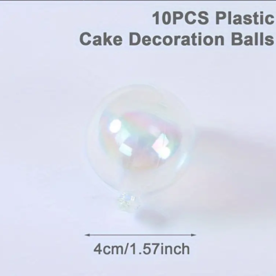 Clear Bubbles 4cm. 1.57" No Edible Deco Spheres 10 u. Transparent