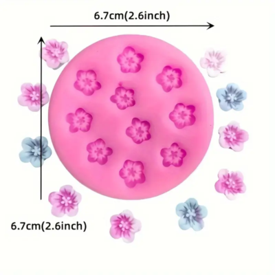 Mini Flower Drop. Silicone Mold. Pink 10 Cavities. 1pc