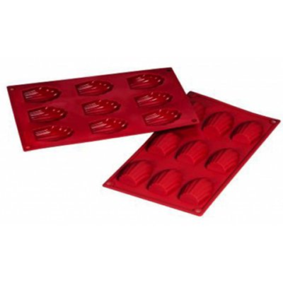Silicone Baking Mold, Madeleine, 1 oz. 2.68" x 1.77" x 0.67" Fat Daddios, 9 Cavities