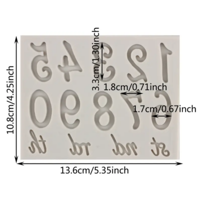 Alphabet 3D Numbers Disney Silicone Mold. Nude