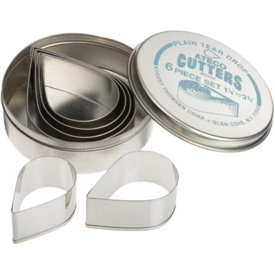 Plain Tear Drop Cutter 6pc Set 1.88"-3.75". Ateco