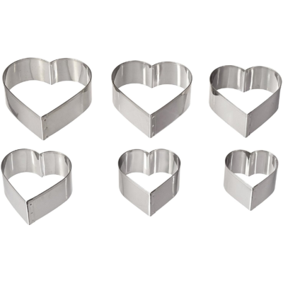 Plain Heart Cutter 6pc Set 1.75"-3.75". Ateco