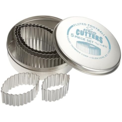 Fluted Football Cutter 5pc Set .88"-4.38". Ateco