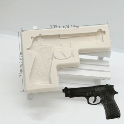 Gun Bullet Silicone Mold. Gun. 1pc. Grey. 4.13"x2.87"x0.31"