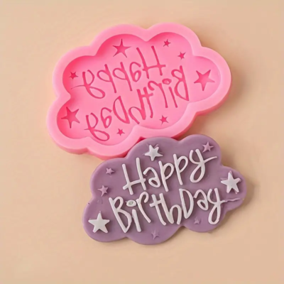 Happy birthday cloud design silicone mold