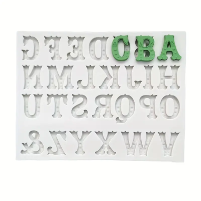 Gray English Letter Silicone Mold. Grey