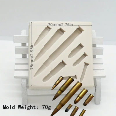 Gun Bullet Mold. bullets model 1pc. Grey. 2.95"x2.76"x0.47"