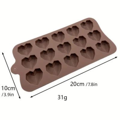 Chocolate mold: 15 diamond heart. 1pc.
