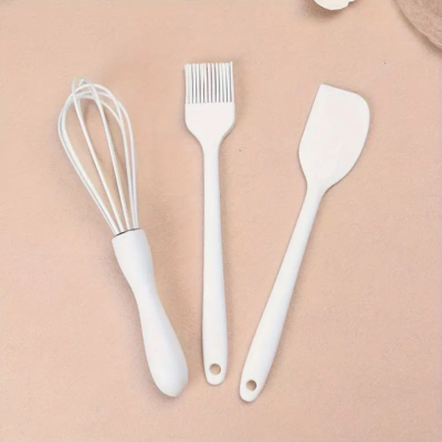 Silicone spatula 3 pcs tool set. White