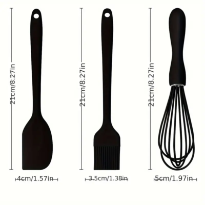 Silicone spatula 3 pcs tool set: Dark