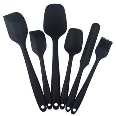 Silicone spatula 6-piece utensils set. Dark color