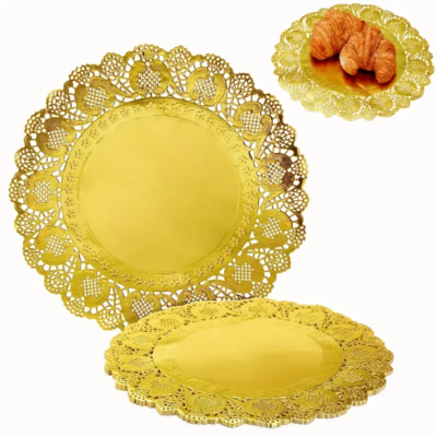 Gold Decorative Cake Doilies 8.5"