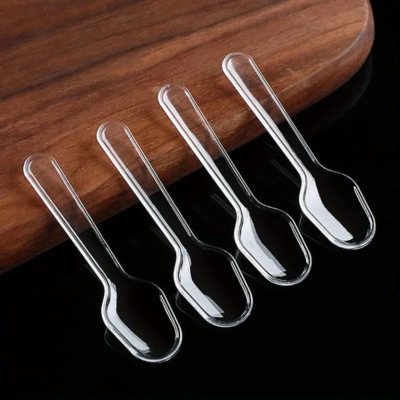 Acrylic tea spoons 3" pack x 25. Clear.