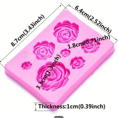 Rose Shape Fondant Silicone Mold. Pink