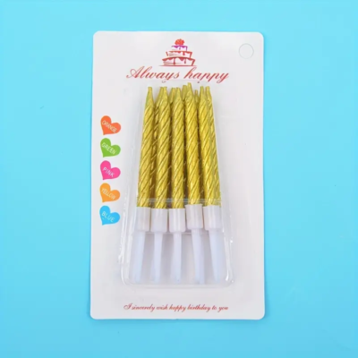 Gold spiral candles pack x 10 und