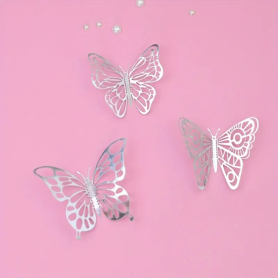 Metallic butterfly: silver c-03 x 12 pieces