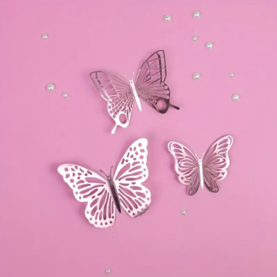 Metallic butterfly: silver d-04 x 12 pieces