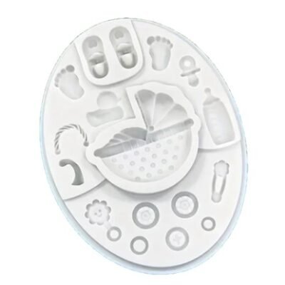 Baby Stuff. Silicone Mold. White gray