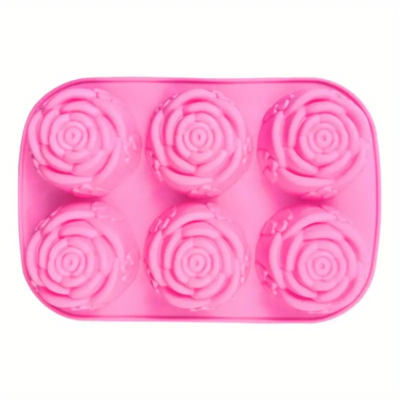 Silicone mold for muffins. Rose Model. Red