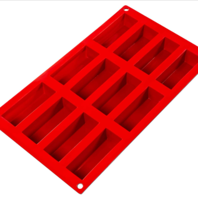 Silicone Baking Mold, Rectangular Cake, 2.37 oz. 3.11" x 1.14" x 1.18" Fat Daddios, 12 Cavities