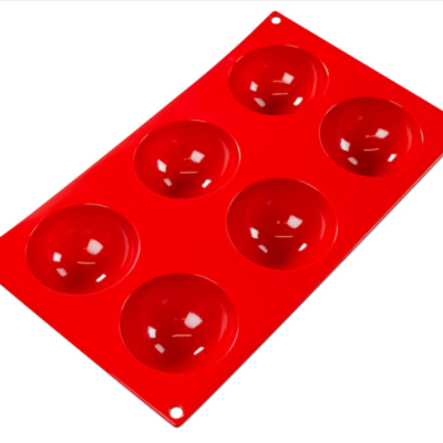 Silicone Baking Mold, Hemisphere, 2.7 oz. 2.76" x 1.38" Fat Daddios, 6 Cavities