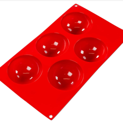 Silicone Baking Mold, Hemisphere, 4 oz. 3.15" x 1.57" Fat Daddios, 5 Cavities