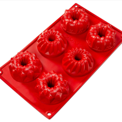 Silicone Baking Mold, High, Regal Variety, 3.38 oz. 2.95" x 1.57" Fat Daddios, 3 Designs (2 each) 6 cavities
