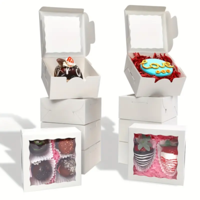 Cookies White Box whit Window 4" x 4" x 2". 1 un.