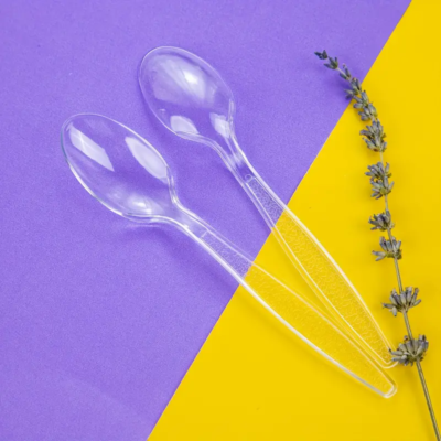 Acrylic Tea Spoon 3.3" x 1.3". Pack x 50 un.