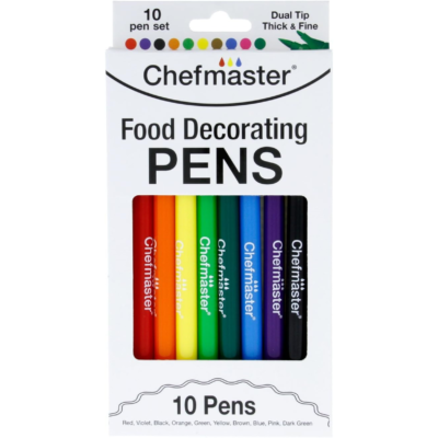 Edible ink decorating pens, set of 10 colors. Chefmaster