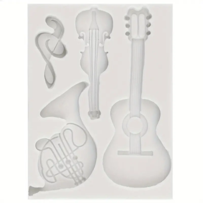 Silicone Mold Music Note, Tuba, Violin, Guitar Fondant Cake