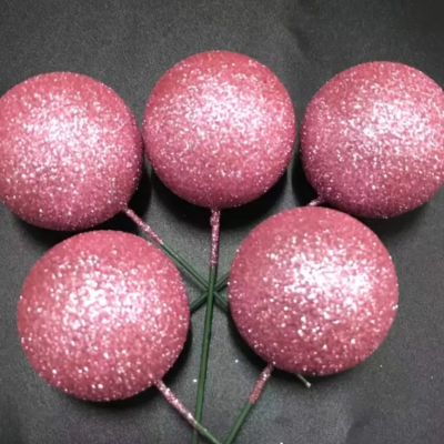 Spheres x 10 pcs glitter pink
