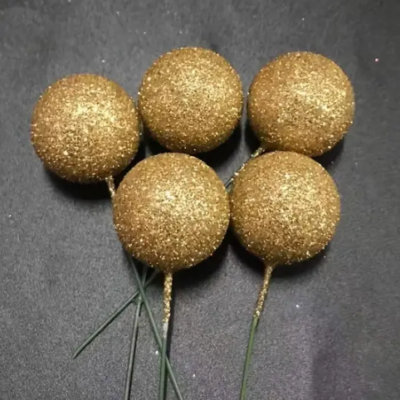 Spheres x 10 pcs glitter gold