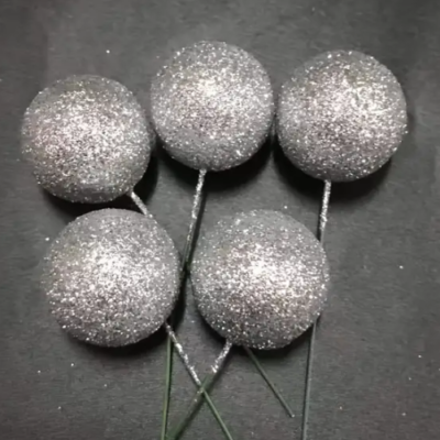 Spheres x 10 pcs glitter silver