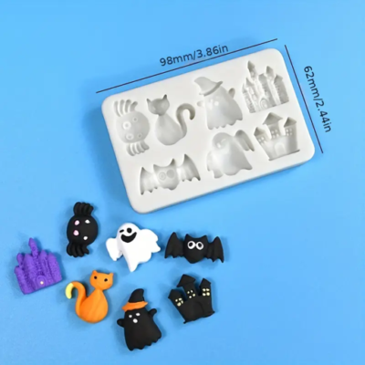 Halloween silicone mold. Cat and bat