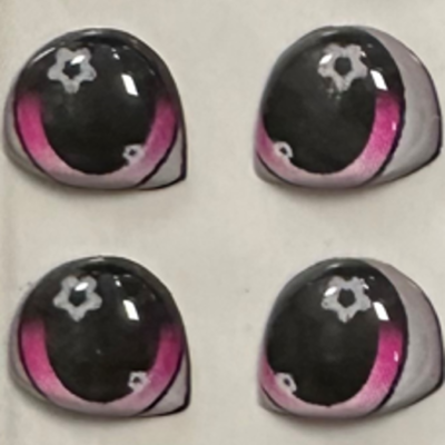 Dolls Eyes. 3D Fuchsia. X Pair. 1/4"