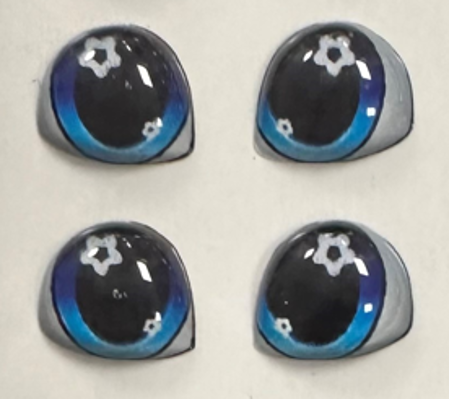 Dolls Eyes. 3D Blue. X Pair. 1/4"