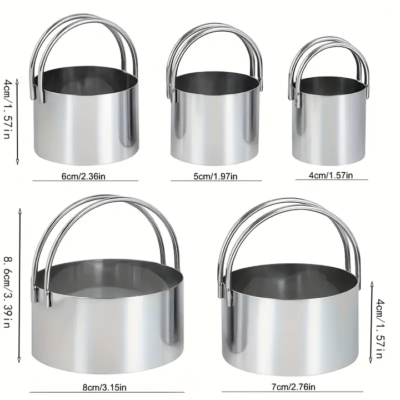 Metal Cutters. Circle 5 pcs. 2.36", 1.97", 1.57", 2.76" 3.15"