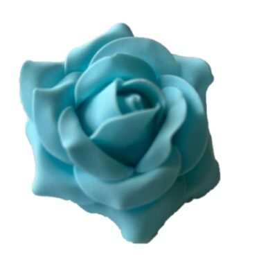 Flower. Aquamarine 3". Ceramic Rose. DF 3-007