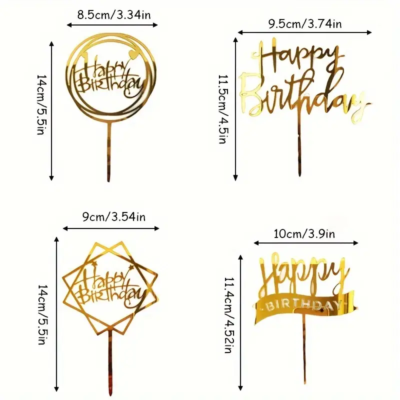Topper Signs: Happy Birthday 2. Gold x 1un.