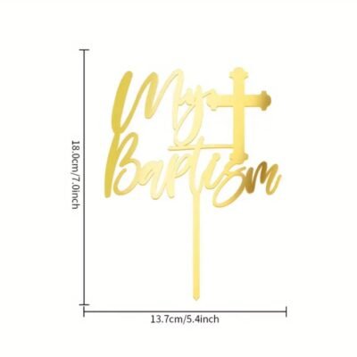 Topper Signs: My Baptism. Gold x 1 un. (Model 1)