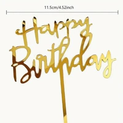 Topper Signs: Happy Birthday 3. Gold x 1 un. (Model 1)