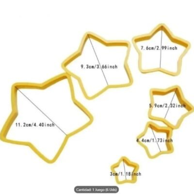 Plastic Cutters. Stars. Yellow x 6pcs.