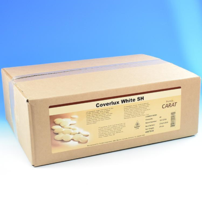 Puratos Carat White Chocolate Coverlux. 25 lb. Box
