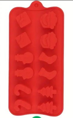 Silicone Baking Mold, Christmas red. 12 or 15 Cavities
