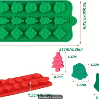 Silicone Baking Mold, Christmas green. 15 Cavities