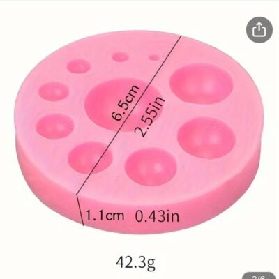 Silicone Mold semi sphere whit pearls. Pink YMC-20275
